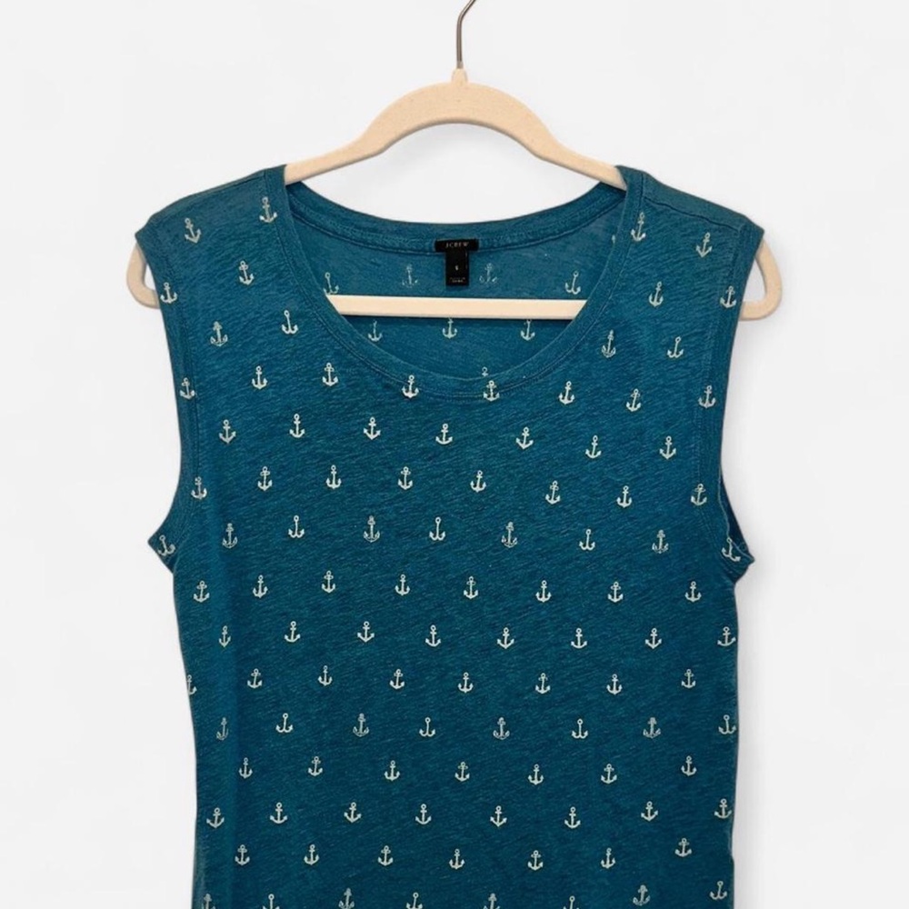 J. Crew Blue Top with Anchor Design